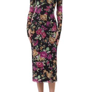 Shailene Turtleneck Long Sleeve Mesh Midi Dress NWOT